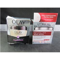 New OLAY Total Effects anti-aging night creal & L' Oreal Revitalift bright reveal