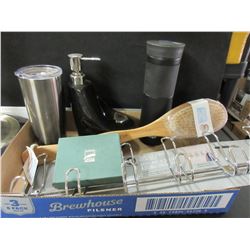 Flat full of Misc. / Shower Brush / Towel Rack / Soap disp./ Coasters & more