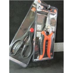 2 Pairs of New Scissors / stainless Industrial / & magic kitchen shears