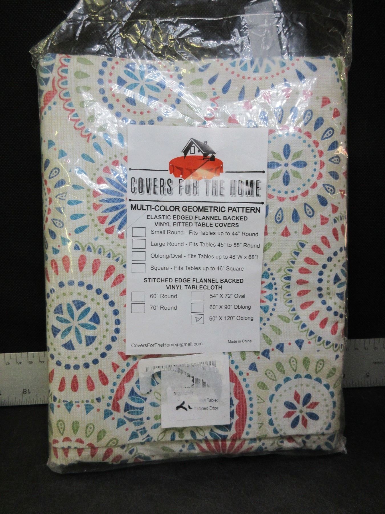 New Table Cloth / elastic edge flannel backed vinal fitted 60 x 120 oblong