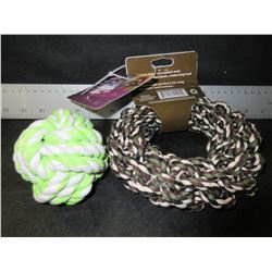 New Dog Toys / 1 Braided Rope Hoop & 1 Braided Rope Ball
