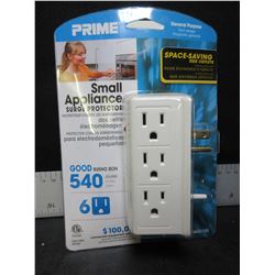New Prime Small Appliance Surge Protector / 6 outlet space saver