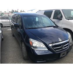 2007 HONDA ODYSSEY, BLUE, 4DRSW, GAS, AUTOMATIC, VIN#5FNRL38297B513555, 104,699KMS, RD,CD,PW,CC,PL,