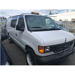 2003 FORD E250 VAN, WHITE, GAS, AUTOMATIC, VIN#1FTNE24L13HB82837, 81,759KMS, RD, CC,TW,AC,
