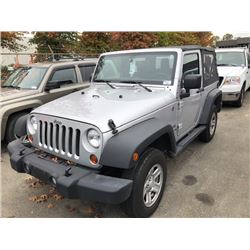 2012 JEEP WRANGLER SPORT, GREY 2DR, V6, GAS, MANUAL, VIN#1C4AJWAGXCL197164, 25,292KMS,