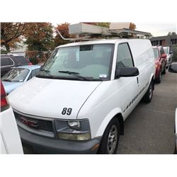 2003 GMC SAFARI VAN, WHITE, GAS, AUTOMATIC, VIN#1GTDM19X13B510992, 124,867KMS, RD, CARGO WITH TOOL