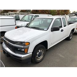 2008 CHEVROLET COLORADO, PICKUP, WHITE, GAS, AUTOMATIC, VIN#1GCCS299088227920, 61,669KMS, RD,AC, NO