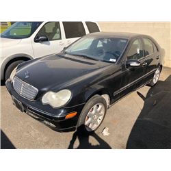 2002 MERCEDES C240, BLACK, 4DRSD, GAS, AUTOMATIC, VIN#WDBRF61J22F252816, TMU, *NO KEYS*,