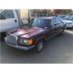 1985 MERCEDES 500, RED, 4DRSD, GAS, AUTOMATIC, VIN#WDBCA37D5FA135920, 165,609KMS,