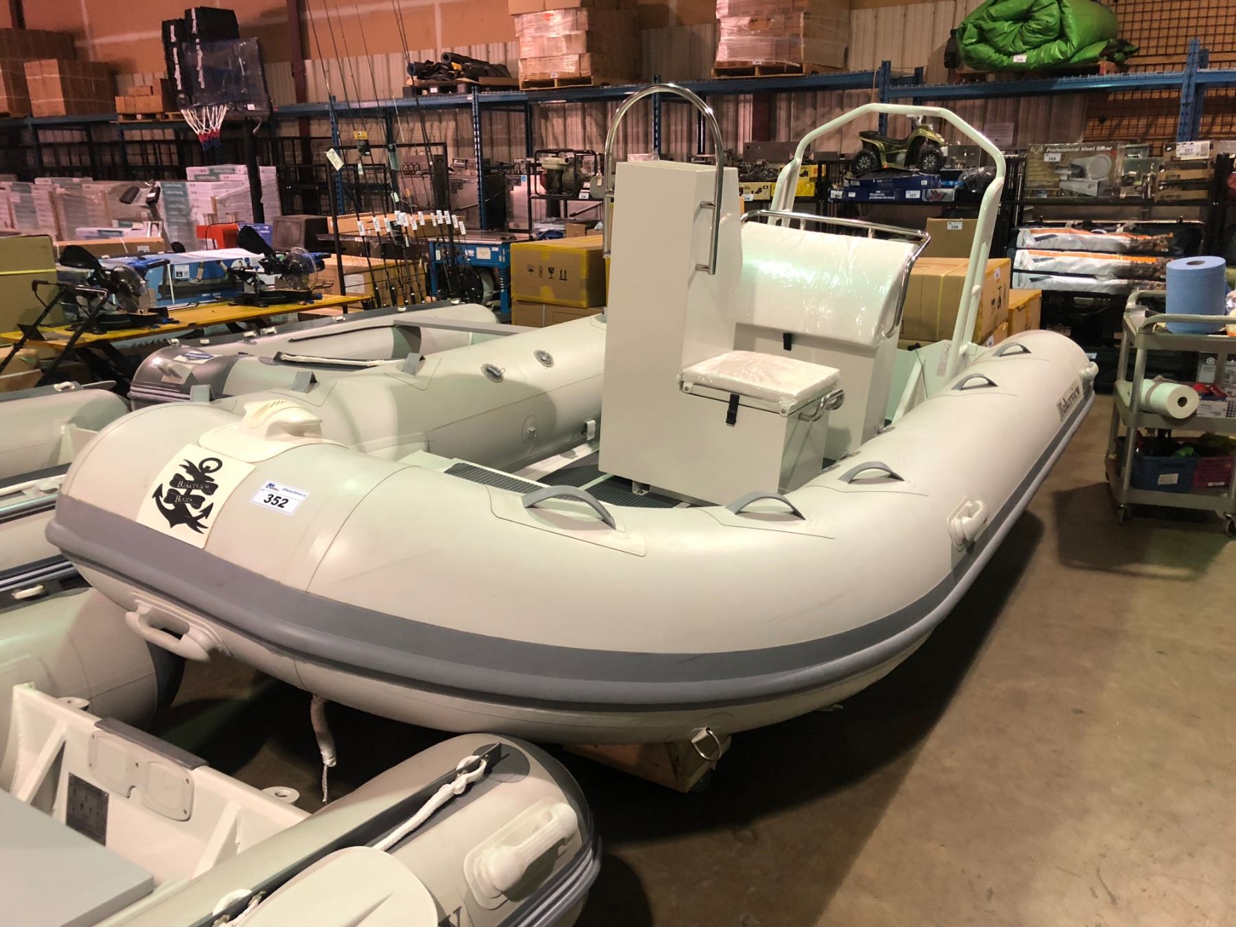 BAKERVIEW GREY AND WHITE ALU420HDL 8 PERSON HARD BOTTOM INFLATABLE BOAT ...