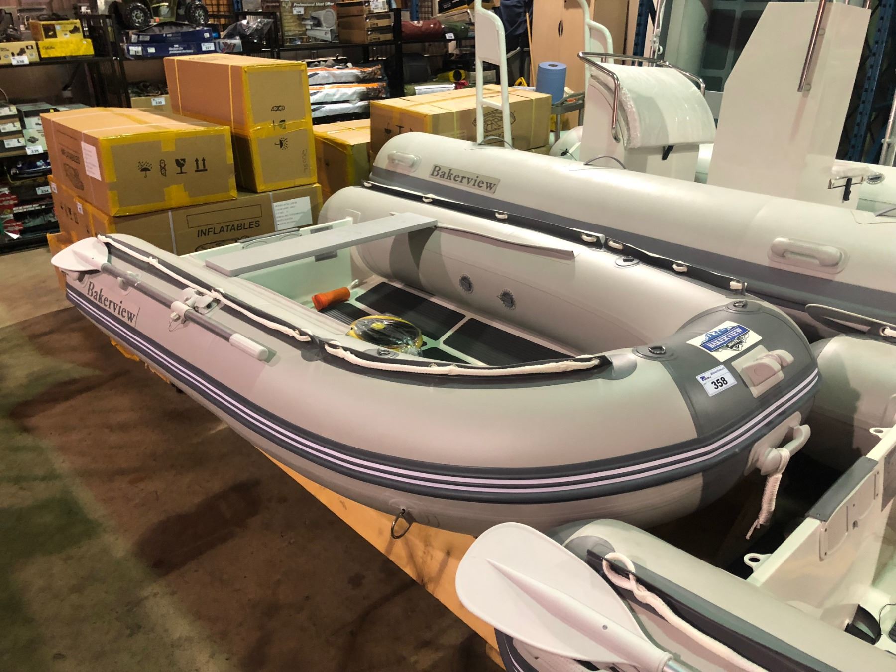 BAKERVIEW GREY AND WHITE ALU270D 5 PERSON HARD BOTTOM INFLATABLE BOAT ...