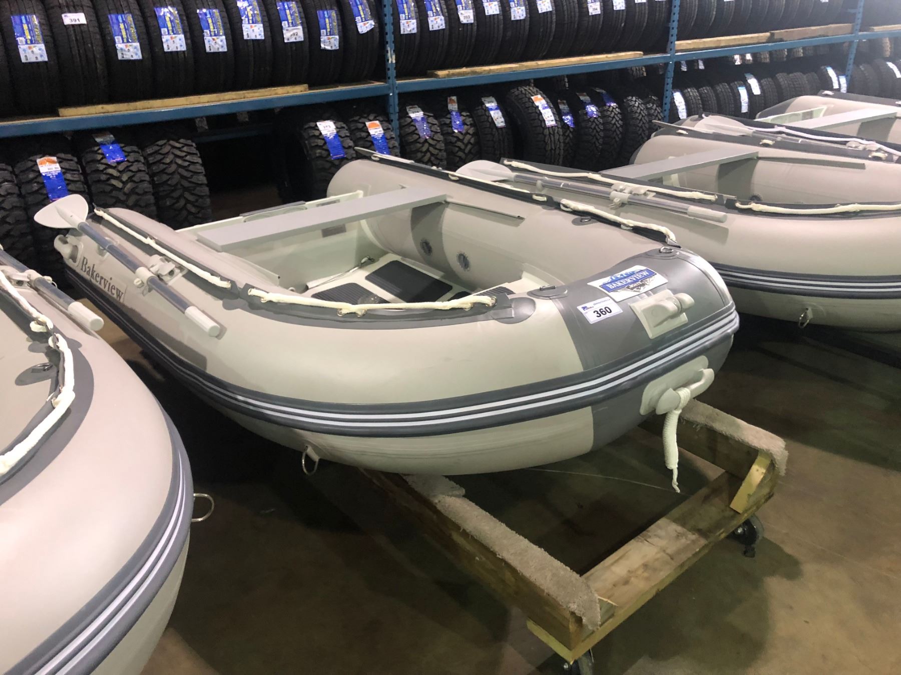 BAKERVIEW GREY AND WHITE ALU240DL 4 PERSON HARD BOTTOM INFLATABLE BOAT ...