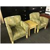 Image 2 : 2 BEIGE PATTERNED CLUB STYLE RECEPTION CHAIRS AND MATCHING RECEPTION TABLE