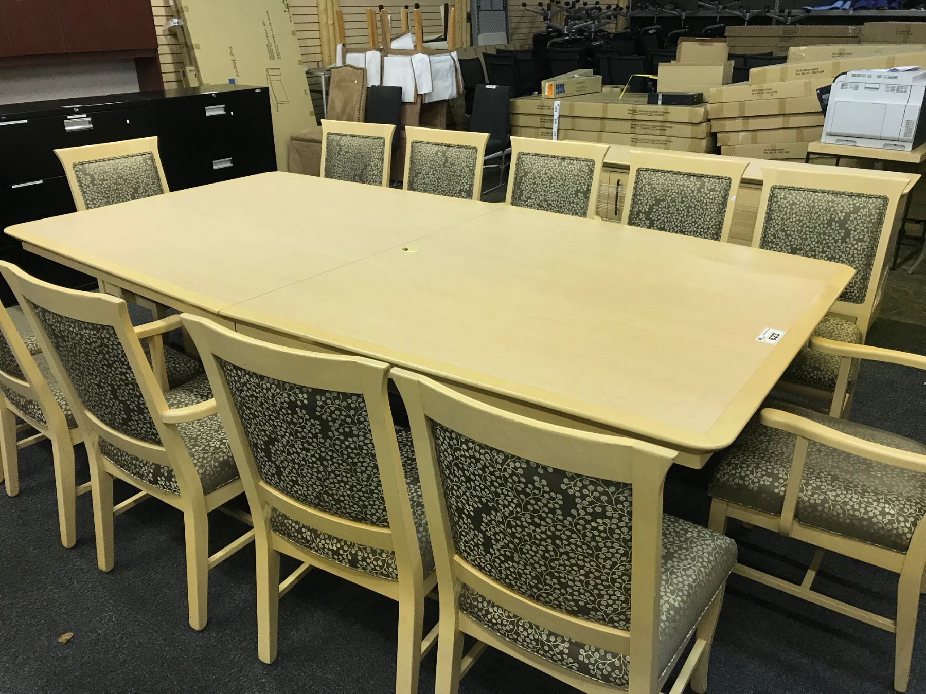 MAPLE 10X5' CONFERENCE TABLE WITH 12 MATCHING MAPLE CHAIRS AND A MAPLE ...