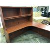 Image 2 : CHERRY 6X6' CORNER COMPUTER DESK C/W HUTCH AND BLACK 2 DRAWER PEDESTAL
