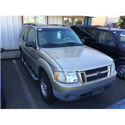 2001 FORD EXPLORER, BROWN, 2 DR, VIN 1FMYU70E91UA14660
