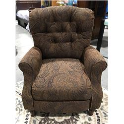 BROWN UPHOLSTERED LIVING ROOM RECLINER