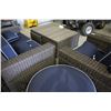 Image 2 : DARK BLUE MAJORCA WICKER PATIO LOVE SEAT AND ARMCHAIR SET INCLUDING COFFEE TABLE WITH 2 HIDE-AWAY