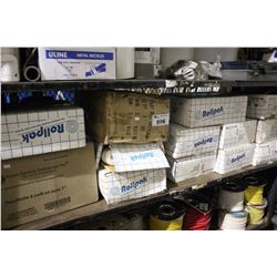LARGE SHELF LOT OF GARBAGE BAGS, ALUMINUM TOOL CASE AND MORE