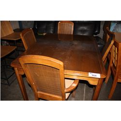 WOOD TABLE WITH FOUR PADDED CHAIRS