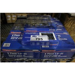 LARGE LOT OF WESTWARD 8PC 1/2" UNIVERSAL SOCKET SETS