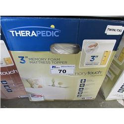 THERAPEDIC 3" TWIN/TXL SIZE MEMORY FOAM MATTRESS