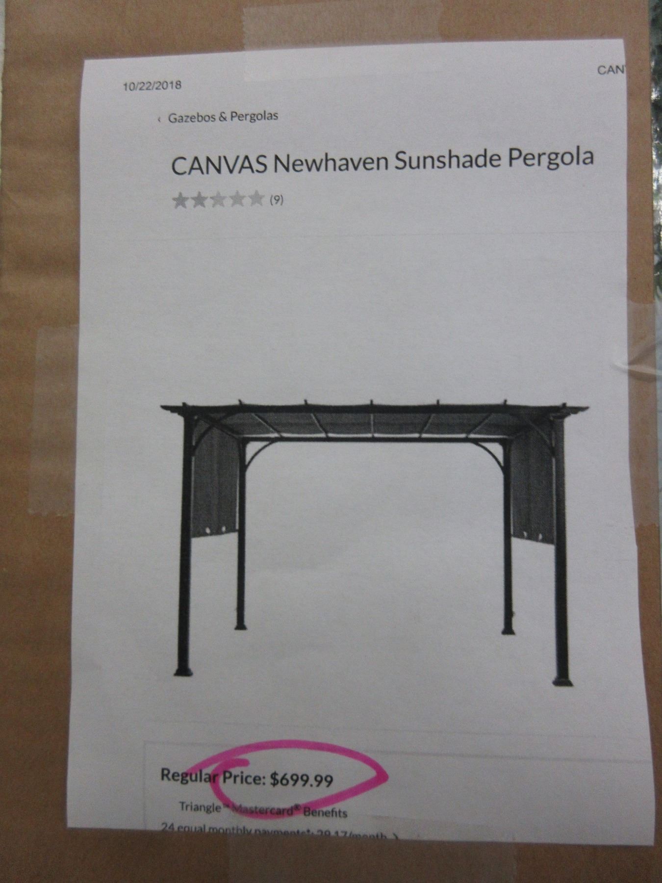 NEW HAVEN CANVAS SUN SHADE PERGOLA 10 X 10 X 7' NEW HAVEN CANVAS SUN SHADE PERGOLA 10 X 10 X 7' on Canvas Sun Shade Pergola id=13760