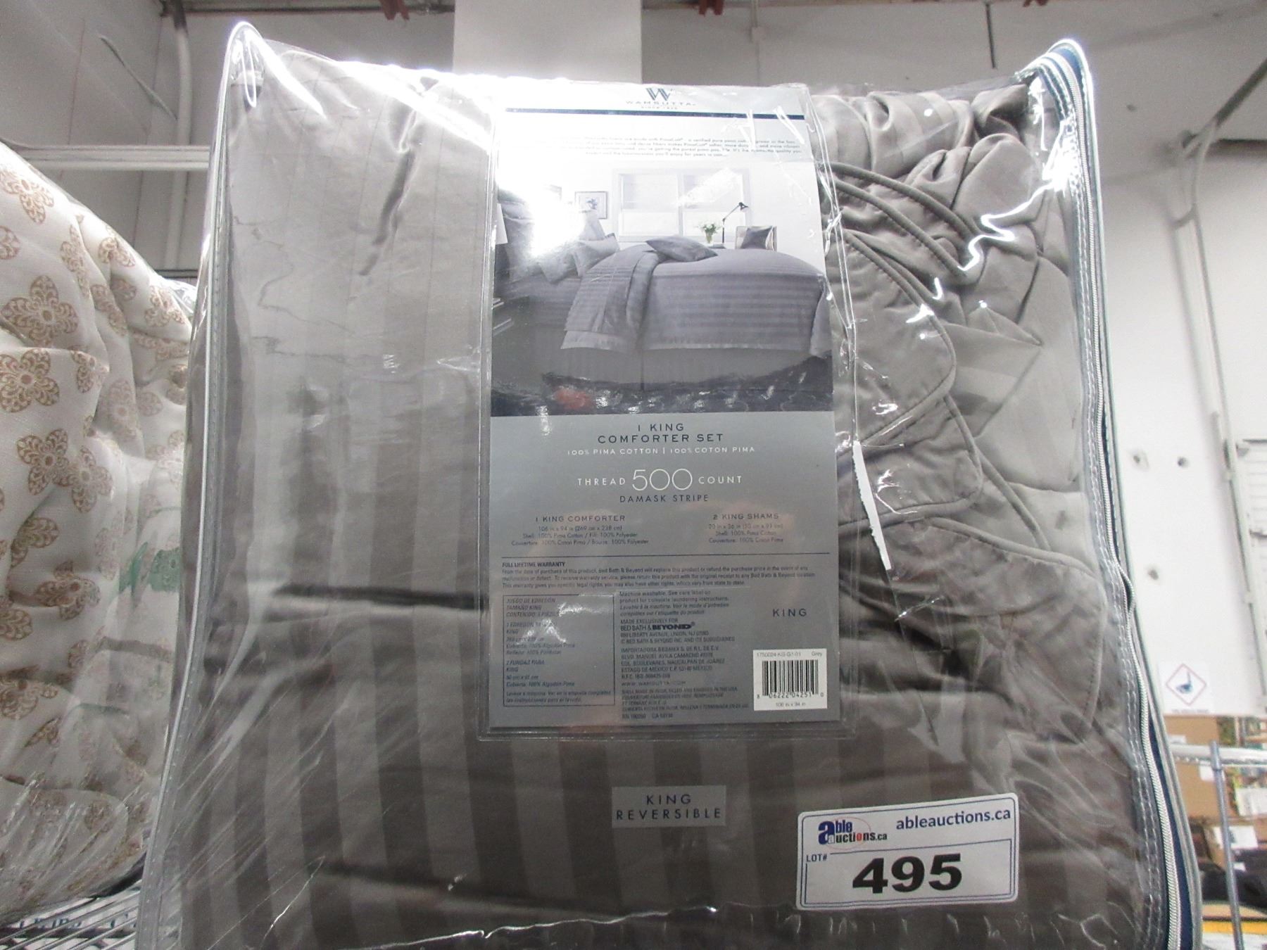 Wamsutta Damask Stripe Reversible King Size Comforter Set