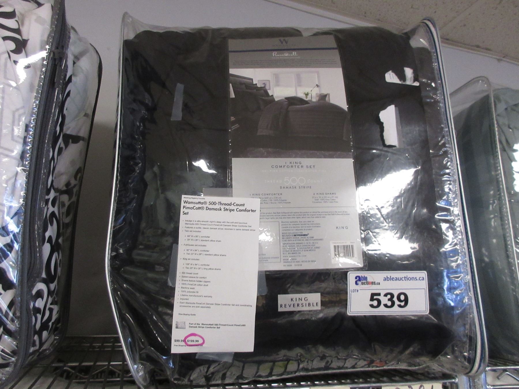 Wamsutta 500 Thread Count Pimacott Damask Stripe King Comforter