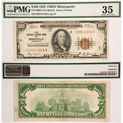 US $100, FR 1890-I, Minneapolis