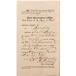 Early Ft. Union, New Mexico Territory Document