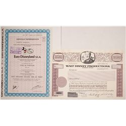 Two Disney Stock Certificates