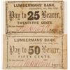 Image 1 : Lumbermans' Bank 25 and 50 Cents Pay to Bearer