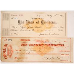 Two Comstock Checks including a Rare Chollar