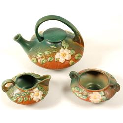 Roseville Teapot, Creamer, Sugar