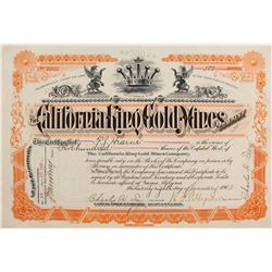 California King Gold Mines Co. Stock Cert.