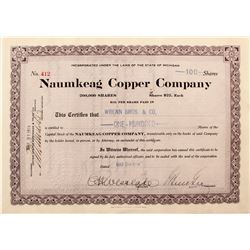 Naumkeag Copper Co. Stock Certificate, 1914
