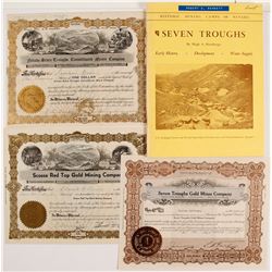 Three Pershing County, NV Mining Stock Certificates Plus a Book