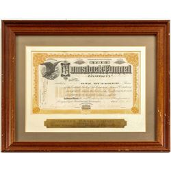 Framed Comstock Tunnel Company Stock Certificate (Sutro Tunnel)