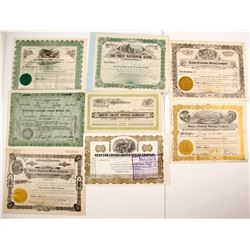 Eight Nevada Mining Stock Certificates