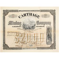 Carthage Mining Company Stock Cert.