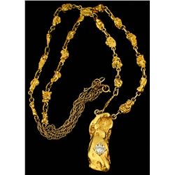 Gold Nugget Set with  Diamond