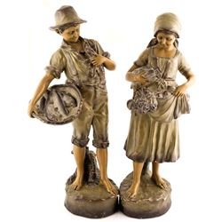 Young Boy and Girl Plaster Sculptures