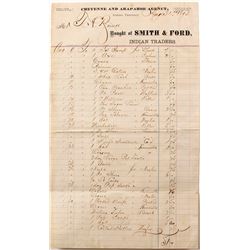 Cheyenne and Arapahoe Agency, Indian Territory Trader Billhead