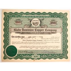 Globe Dominion Copper Co., Stock Certs.