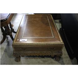 ORNATE CLAW FOOT DOUBLE DRAWER COFFEE TABLE