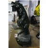 Image 2 : BC JADE BEAR SCULPTURE WITH SALMON - 20 INCHES TALL
