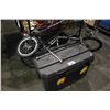 Image 1 : MOTORIZED BICYCLE WITH CART ATTACHMENT AND LARGE TOOLBOX FULL OF ACCESSORIES