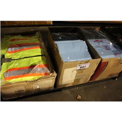 TWO CASES OF SANITARY COVERALLS AND ONE CASE OF HIGH VISIBILITY LONG SLEEVE SHIRTS