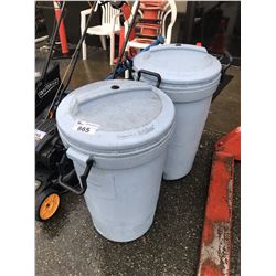PAIR OF RUBBERMAID GARBAGE CANS